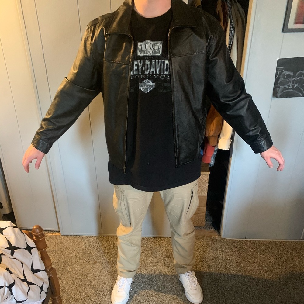 Genuine black leather jacket size L